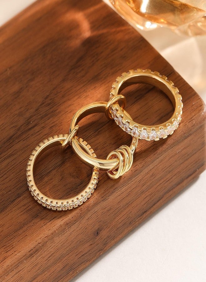 HOSICRON Gold Stackable Rings for Women Non Tarnish, Dainty Stackable 18k Gold Plated CZ Cubic Zirconia Rings, Gold Knuckle Women Rings Set (G, 7) - Image 5